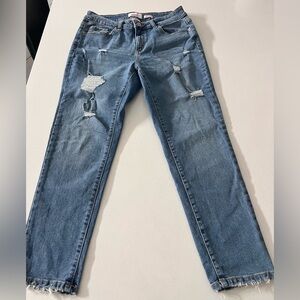 Women's Y2K Bongo Distressed Ripped Blue Jeans Pants Soft Stretch‎ size 28"